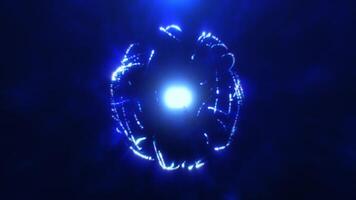 Blue light sphere in a dark space, symbolizing digital energy, futuristic technology, and a sense of mystery video