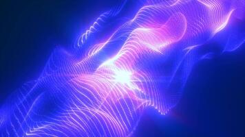 An abstract representation of energy waves in vibrant purple and blue hues creating a flowing dynamic pattern against a dark background video