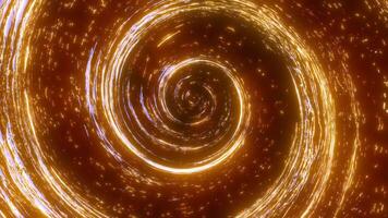 A vibrant orange and purple cosmic spiral filled with sparkling light trails, creating a mesmerizing vortex in space with an energy-filled glow video