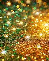 Golden glitter sparkle background with sparkles photo