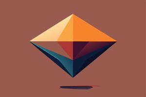 Abstract Geometric Diamond Colorful Facets, Pyramid Design, Brown Background vector
