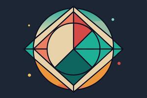 Abstract Geometric Mandala Colorful Segments, Lines, and Shapes vector