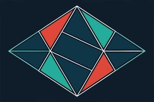 Abstract Geometric Diamond Pattern Teal, Red, and Dark Blue Triangles vector