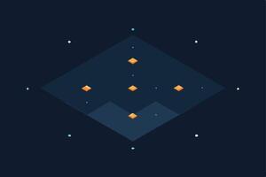 Abstract Geometric Diamond Shapes, Dark Background, Orange, Blue, Minimalist Design vector