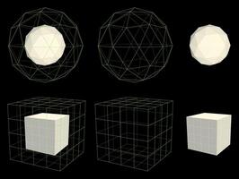 Sphere and cube hologram set vector