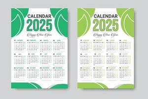 Happy New Year Calendar Design Template Sunday, Monday Week Starts in modern layout vector