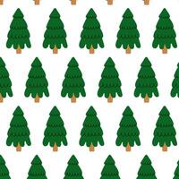 Christmas tree seamless pattern. Green fir tree repeat on white. Holiday design for card, banner, print vector