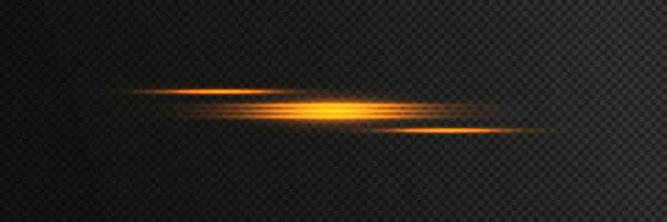 Gold horizontal glow lines, light effect vector