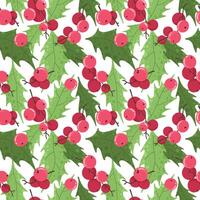 Seamless botanical pattern from holly berry leaves. vector
