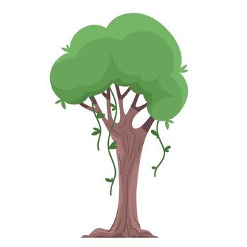 Tree for web games, isolate, botanical element in flat style. vector