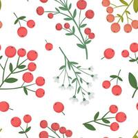 Seamless pattern with berries, festive Christmas pattern. Flat style. vector