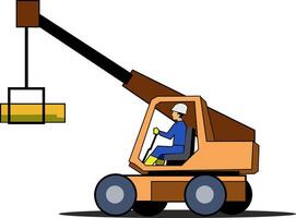 a man is lifting a large object with a crane vector