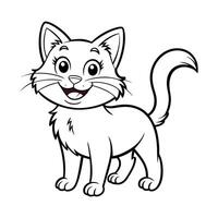 smiling cat line art design vector