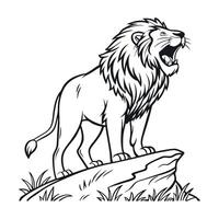smiling lion line art vector