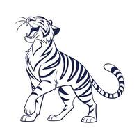 tiger line art icon design on a white background vector