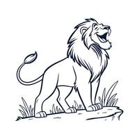 smiling lion line art design on a white backround vector