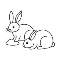 Rabbit coloring page line art design vector