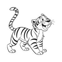 smiling tiger line art icon vector