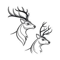 Reindeer faces line art design on a white background vector