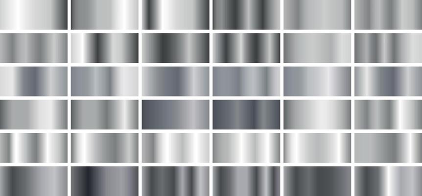 Set of silver gradients, silver, metal.