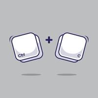 Computer keyboard combination shortcut Ctrl C icon object symbol fast typing technology program. Work efficient innovation on programming vector
