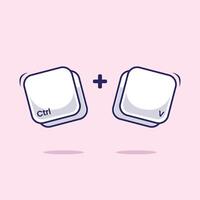 Computer keyboard combination shortcut Ctrl V icon, sign, symbol fast typing technology program on programming world vector