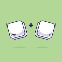 Computer keyboard combination icon, mascot, symbol Ctrl F shortcut illustration. Work efficient innovation technology on computer program vector