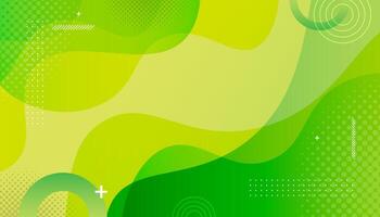 Abstract gradient green and yellow waves background vector
