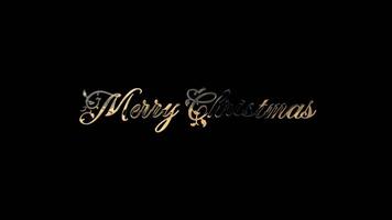 Merry Christmas Gold Text Typography Isolated On Alpha Transparent Background. 4K Text Animation. video