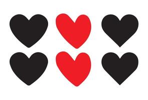 Black and Red heart icons set vector