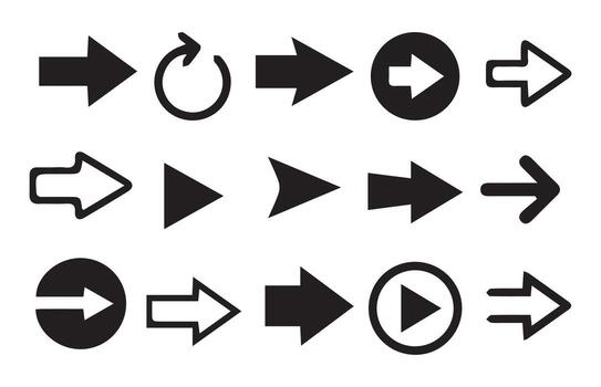Collection different Arrows on flat style for web design or interface. Direction symbols vector