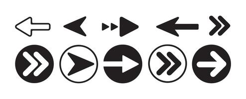 Modern simple arrows. Collection different Arrows on flat style for web design or interface. Direction symbols - vector