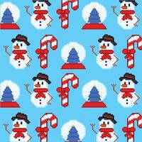 Christmas pattern with snowmen and candy canes vector