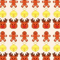 Christmas pattern with reindeer and bells vector