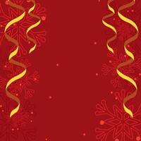 Golden ribbons and snowflakes on red background vector