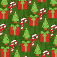 Christmas pattern with gifts and candy canes vector