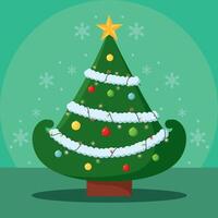 Christmas tree with snow garlands and ornaments vector