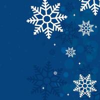 Blue Christmas background with white snowflakes vector
