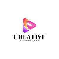 Colorful play media logo design vector
