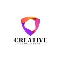 Abstract colorful shield logo design vector