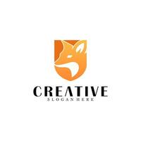 Abstract fox with shield logo design vector