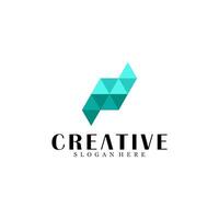Abstract digital letter p logo design vector