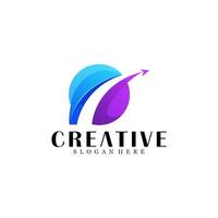 Abstract arrow with circle logo design vector