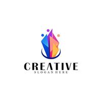 Abstract teamwork logo design vector