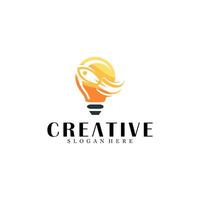 Abstract rocket with bulb logo design vector