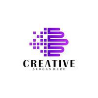 Abstract digital brain logo design vector