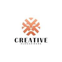 Abstract lion with circle logo design vector