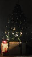 Santa Claus Enters The Room With The Torch And Looks Toward The Tree And Present video