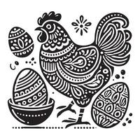 Egg Maker. hen chicken icon silhouette set. vector