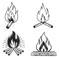 Fire symbol set. Fire illustration in flat style vector